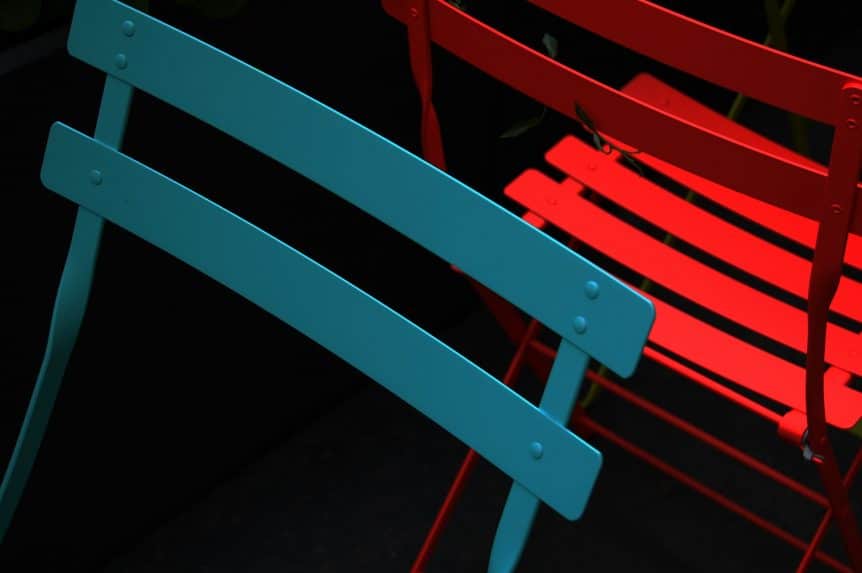 blue and red chairs