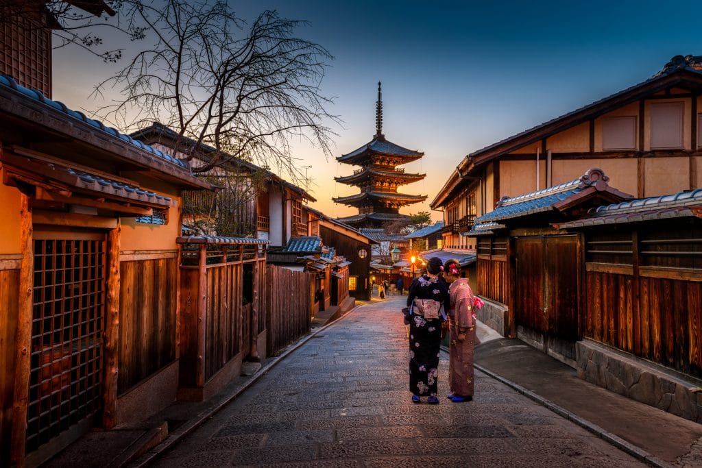 japanese women standing in the street