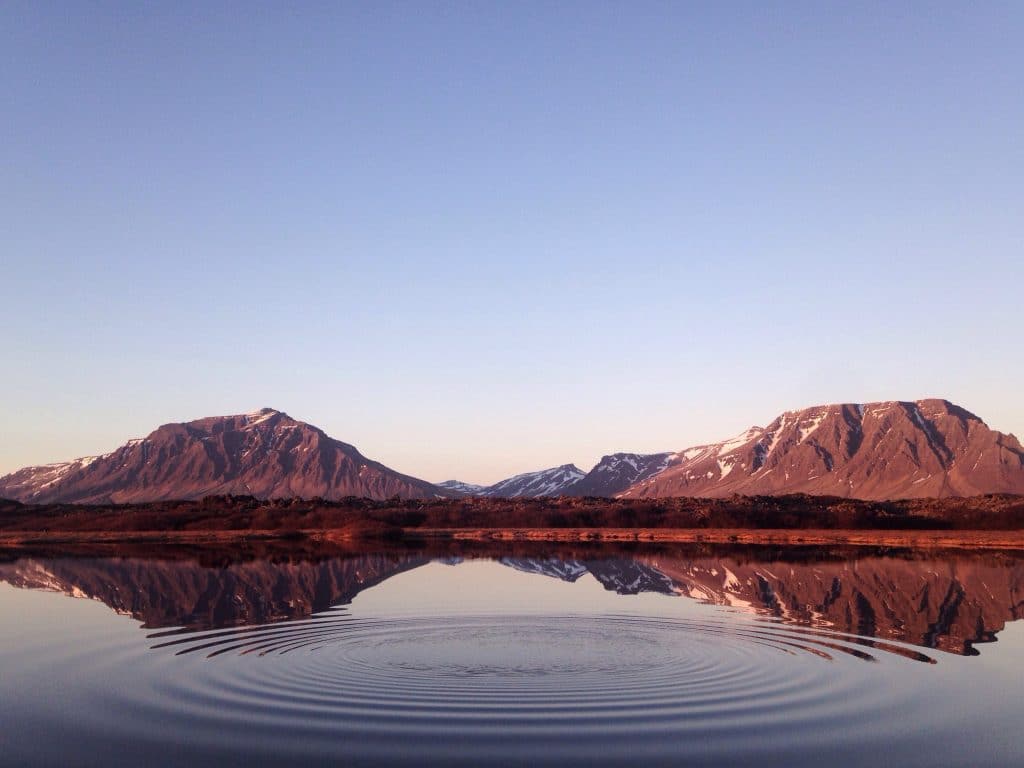 lake mountain calm clear