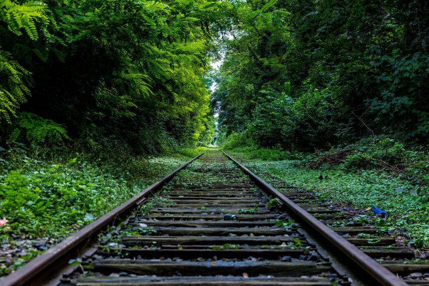 rail tracks into distance